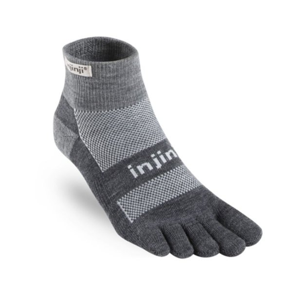 Injinji Outdoor Midweight Mini-Crew Nuwool Charcoal And Black 